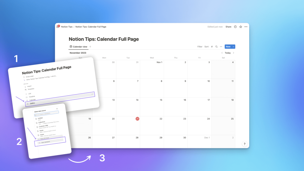 How to create a full page calendar in Notion