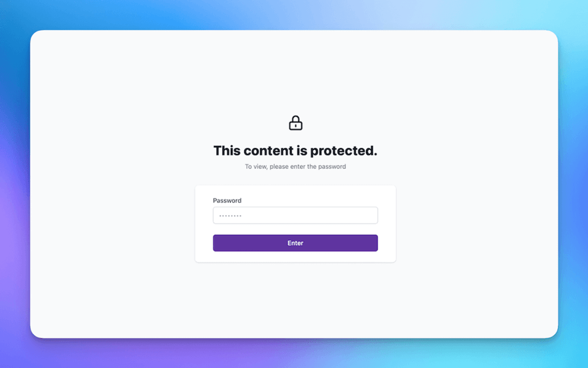 Demo of how the password protected website will look like for unauthorized users